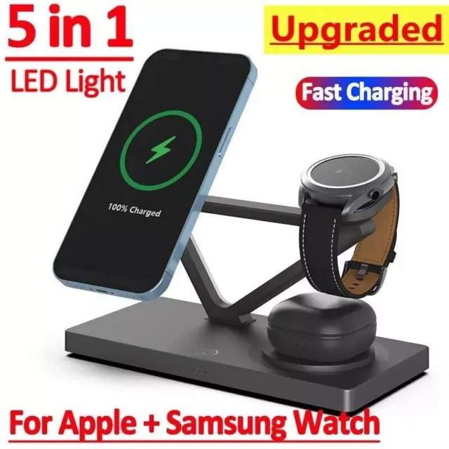 Caricatore Wireless Magnetico 5-in-1: iPhone 14 a X, Samsung, Apple Watch
