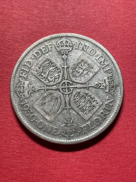 1930 Uk Gb Great Britain Silver Florin Two Shillings Coin