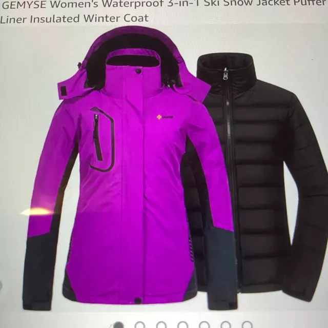 Women’s GEMYSE Waterproof 3 In 1 Ski Snow Puffer Liner Insulated Winter Coat