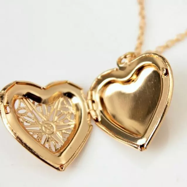 Halskette Herz Medaillon Amulett Foto Bild Kette öffnen klappbar SOS Damen Fein