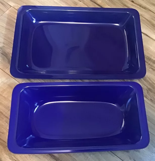 New Set 2 Rachael Ray Cobalt Blue Glass Bakeware Loaf Pan & Roaster 15x10 & 14x7