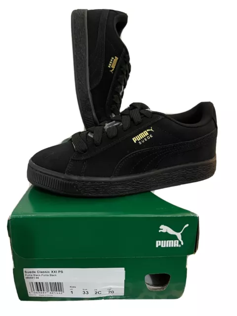 Puma Suede Classic Xxi Junior Trainers Uk 1 Eu 33 Black Suede Childrens Js