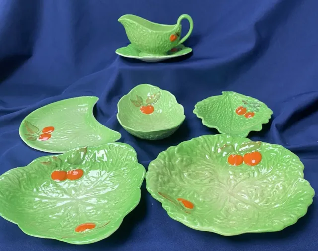 Carlton Ware & Beswick  Bundle of 5 Dishes & a Sauce Boat - Green Leaf & Tomato