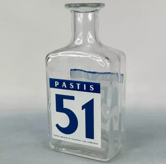 Vintage French Bistro Cafe Glass Pastis 51 Carafe Bottle, Homebar Breweriana