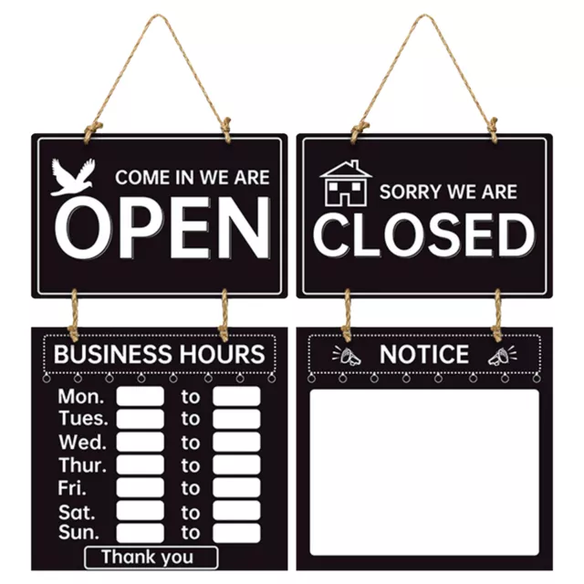 Business Hours Sign Double Sided Hanging Store Hours Sign Hanging with Hours