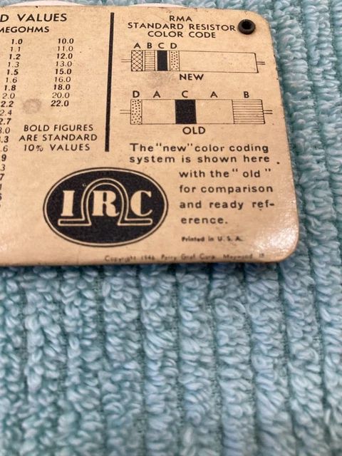 Irc Signboard Color VINTAGE IRC RESIST-O-GUIDE Resistor Color Code - OHMS Calculator Wheel ...
