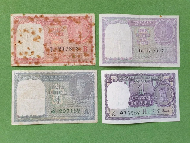Banknotes lot from British India Gulf 1 rupee 1940 - 1976