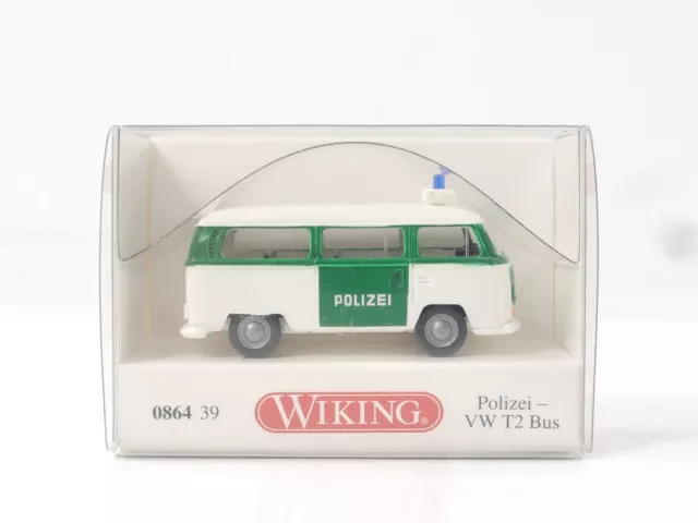 Wiking H0 0864 39 Modellauto Polizei - VW T2 Bus grün/weiss 1:87