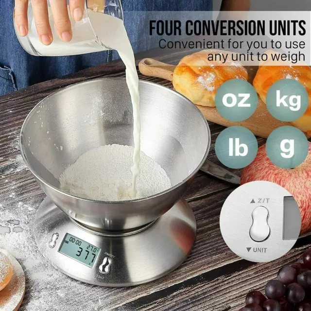 5kg Digital LCD Kitchen Electronic Balance Scale Food Weighing Scales With Bowl