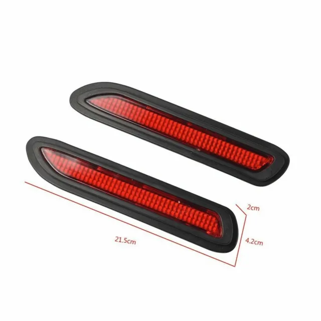 12V Red Lens LED Car Rear Bumper Reflectors Taillight Drive+Brake Fog Light