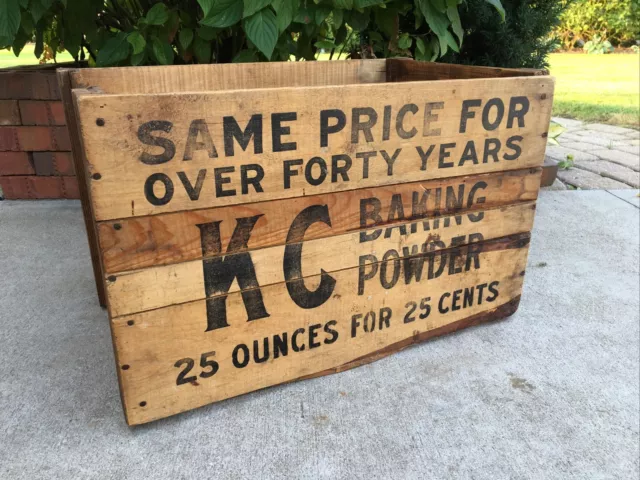 Vintage Wooden Crate KC Baking Powder Jacques Chicago Illinois Advertising Box
