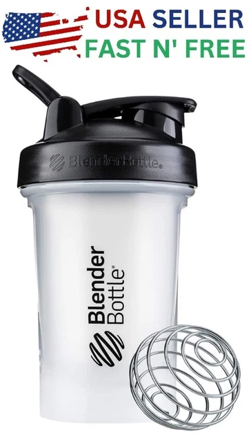 Shaker Bottle: Ideal for Protein Shakes & Pre Workout - 20oz, Clear/Black