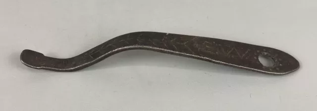 Antique Primitive Wrought Iron Hand Forged Decorated Stove Lifter Tool