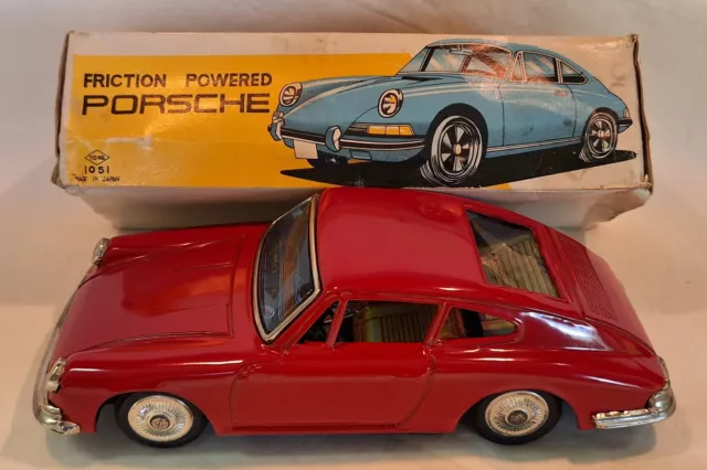 1960s PORSCHE 911 CARRERA ⭐️MINT w/BOX ⭐️L👀K !⭐️ Tin Litho Friction YONE Japan