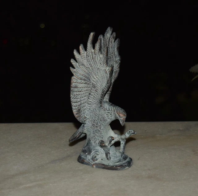7.5'' Inch Eagle Sculpture Brass Falcon Bird Statue Tabletop Showpiece Dec HK372