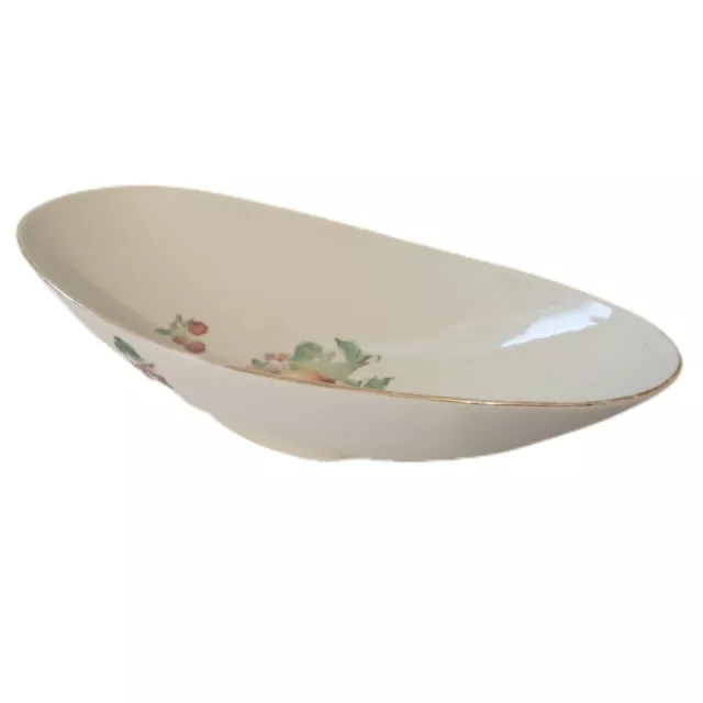 Naaman Israel Dish Porcelain Bowl Oblong Oval Fruit Design Server White Mcm