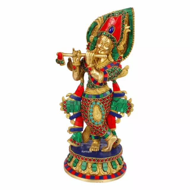 Multi Couleur Lord Krishna Murti Mandir Bhagwan Statue Idol God Figurine