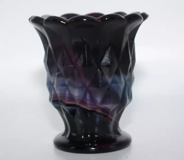 Vintage Imperial Purple Slag Glass Toothpick Holder 3" Vase Amethyst Color