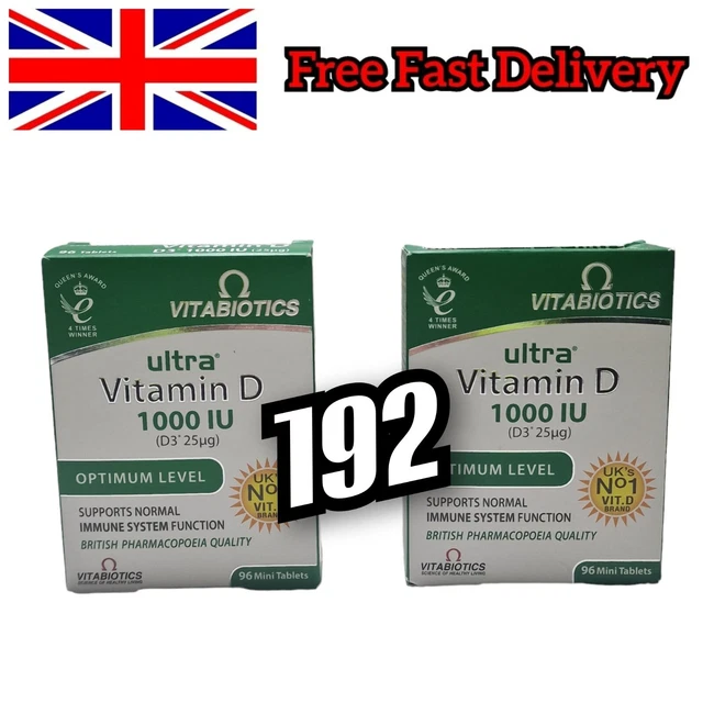 VITABIOTICS ULTRA VITAMIN D 1000 IU Supplements 192 Tablets 2 Boxes £