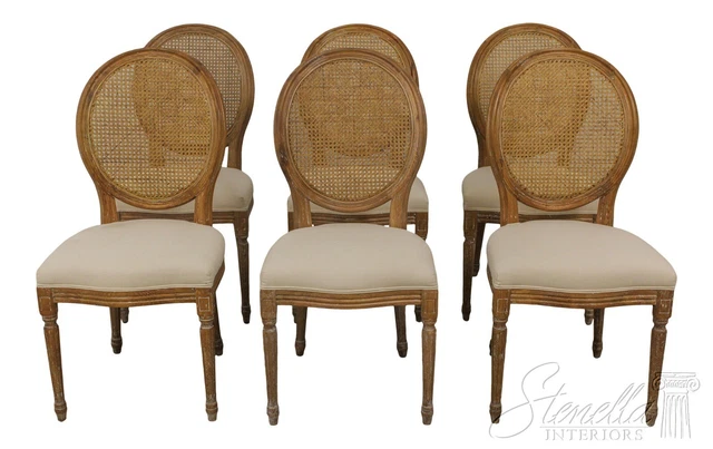 L59683EC: Set of 6 French Louis XVI Style Cane Back Dining Chairs L59683EC: Set of 6 French Louis XVI Style Cane Back Dining Chairs