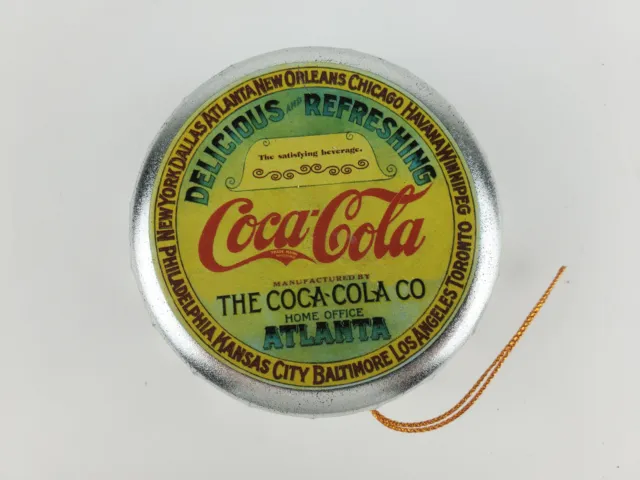 Vintage Small Coca Cola Round Tin Box Logo Design Soda Pop Cap Lid 3"x1.50"