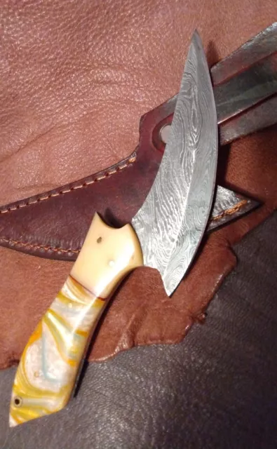 DAMASCUS STEEL FULL TANG SKINNER MINI AXE KNIFE Hand Crafted