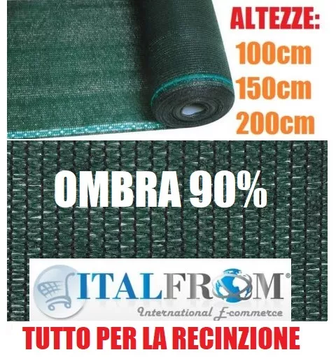 Rete Ombreggiante 90% Telo Ombra 5mt Frangivento Frangivista Verde Italfrom