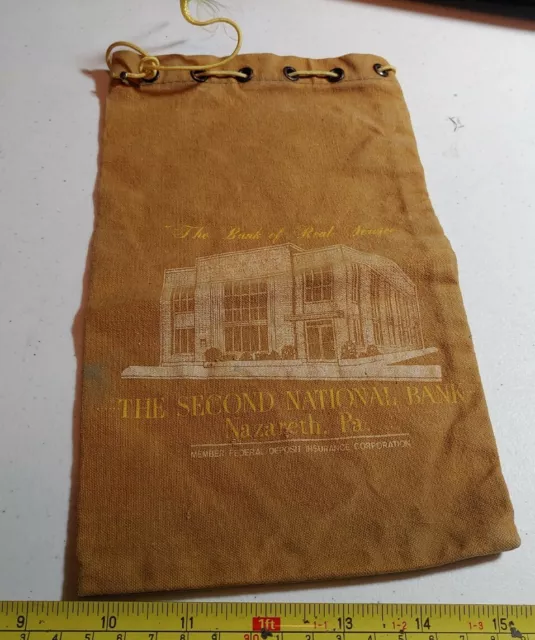 Vintage The Second National Bank Nazareth PA Advertising Money Bag