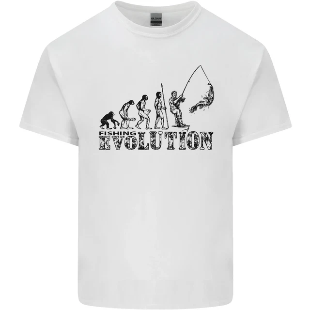 T-shirt da uomo Evolution of a Fisherman Funny Fisherman cotone