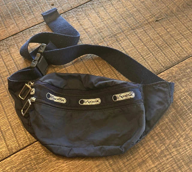 Vintage LeSportsac Navy Fanny Pack Belt Waist Hip Bag Adjustable Double Zipper