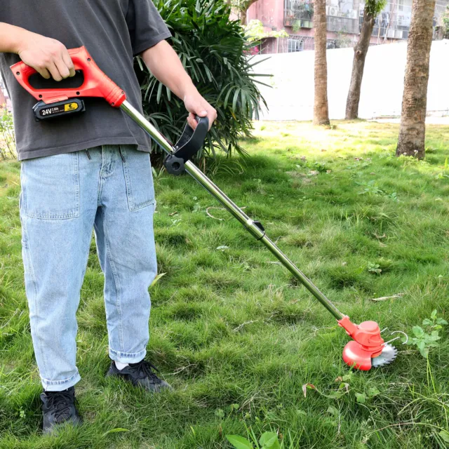 24V Cordless Electric Strimmer Grass Trimmer Weed Cutter Garden Edger +2 Battery