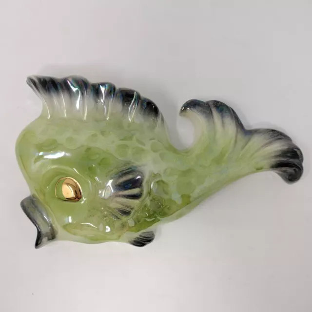 Vintage Tropic Treasures by Ceramicraft Fish Wall Pocket Lime Green Iridescent