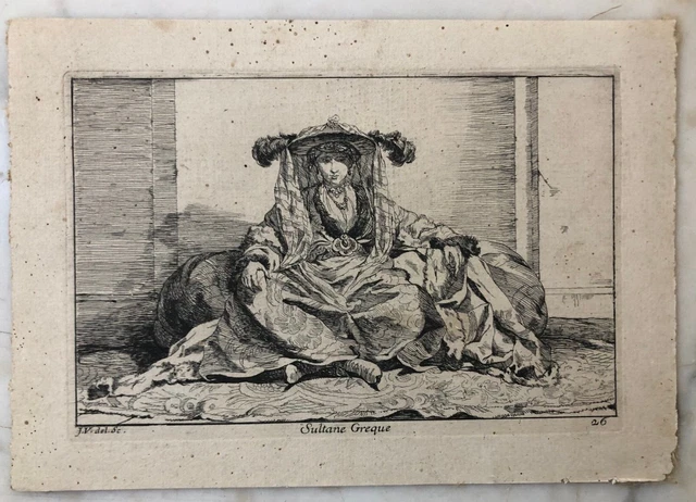 Joseph-Marie Vien Antique Original Equafort Engraving Sultans Greque 1748 Joseph-Marie Vien Antique Original Equafort Engraving Sultans Greque 1748