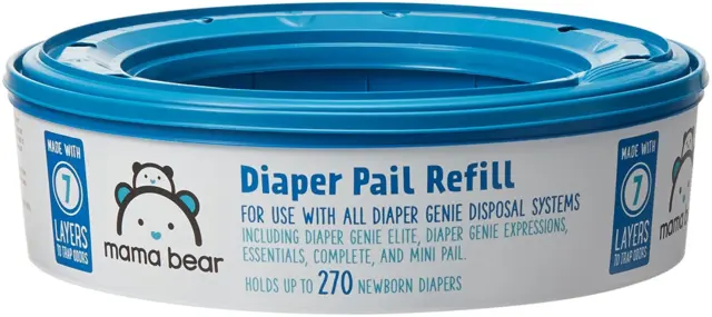 Diaper Pail Refills Compatible Genie Pails 270 Count Discrete Subunit Disposal