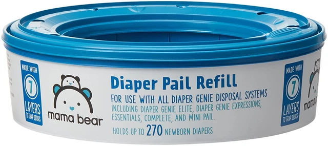 Diaper Pail Refills Compatible Genie Pails 270 Count Discrete Subunit Disposal