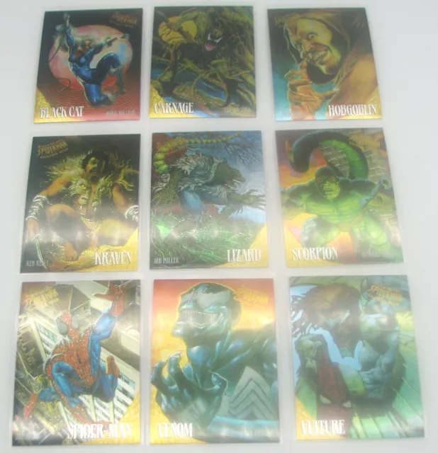 1995 Feer Ultra Spider-Man Golden Web 9 Chrome Card Set Carnage, Venom