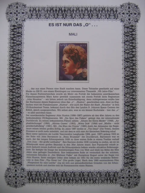 Irrtümer auf Briefmarken / Mali 1995 Mi 1435 : Mary Astor - Schauspielerin USA
