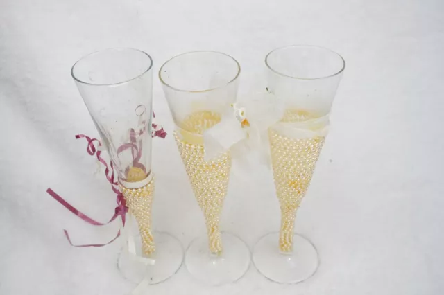 X3 Champagnergläser Flöte dekorative Party