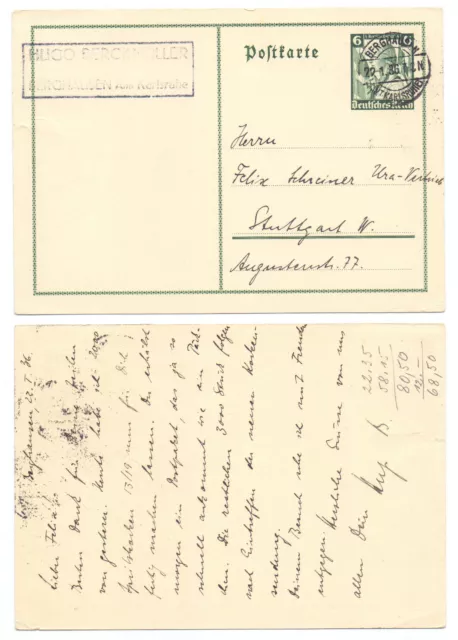 101151 - Entsache P 256 - Postal - Berghausen 22.1.1936 a Stuttgart