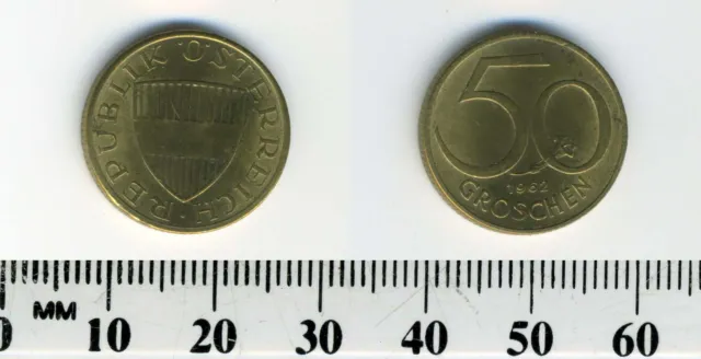 Austria 1962 - 50 Groschen Aluminum-Bronze Coin - Austrian shield 2