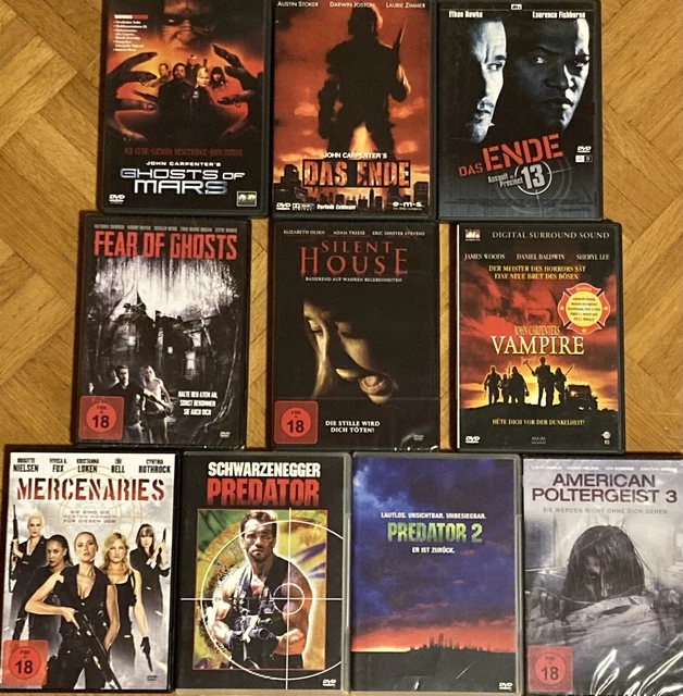 DVD KONVOLUT, 10 DVD's, FSK ab 18 Jahren, John Carpenter, Predator ...