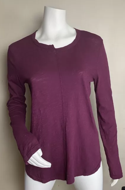 Anthropologie Left of Center T-Shirt Women's Small Long Sleeve Asymmetrical Plum