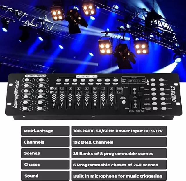 192 Channels DMX-512 Controller Console For Stage Light DJ Disco Bar Party