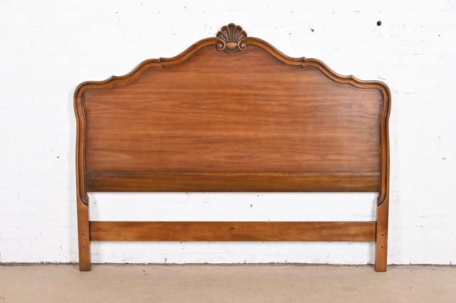 Kindel Furniture French Provincial Louis XV Carved Cherry Wood Queen Headboard