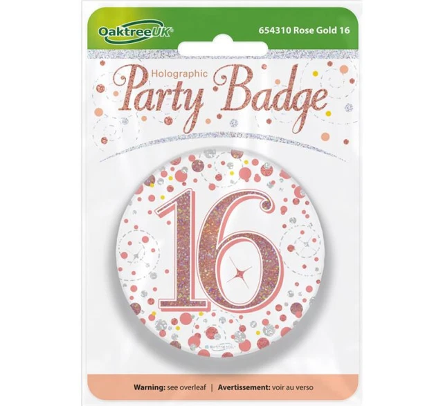 Oro Rosa 3" 16To Pin De Cumpleaños Insignia Brillante Gama De Efervescencia