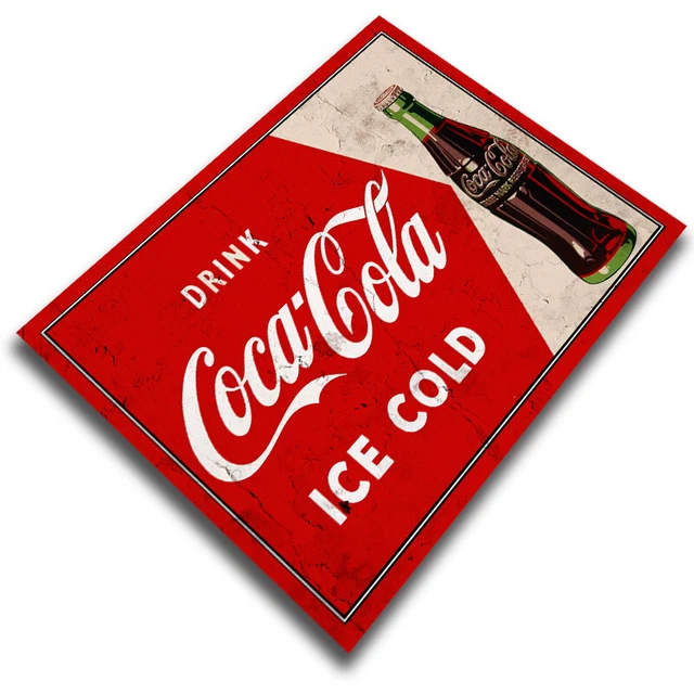 Insegna da parete Coca-Cola in metallo vintage su Italia | insegna coca cola vintage, tappo coca cola vintage, insegna coca cola anni '50