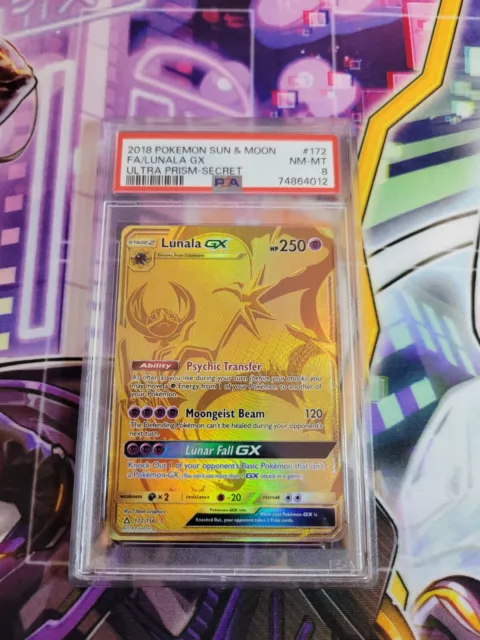 Pokémon Lunala GX Gold Secret Rare 172/156 Ultra Prism Rarest Card