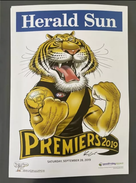 Richmond Tigers AFL 2019 Herald Sun Mark Knight Premiership Original Weg Poster