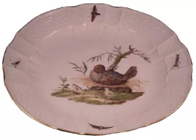 Antique 18thC Meissen Porcelain Bird Scene & Bugs Serving Plate Dish 1750 German