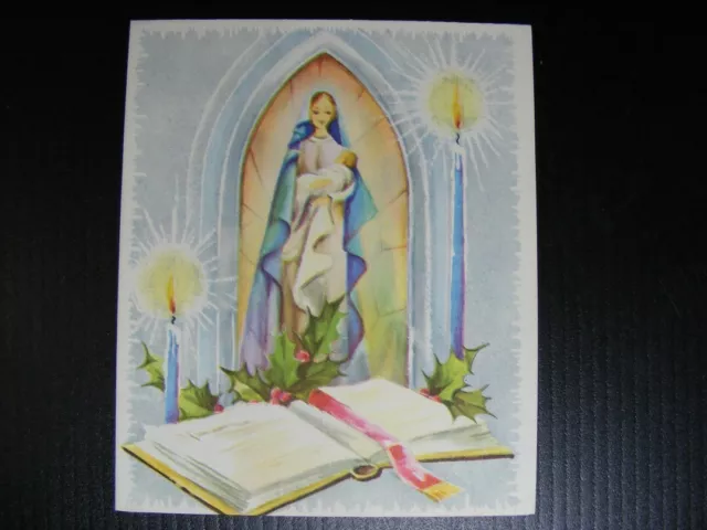 1940's 50's Mary Holding Baby Jesus Xmas Card - A Hickory Creation  W/Env UNUSED
